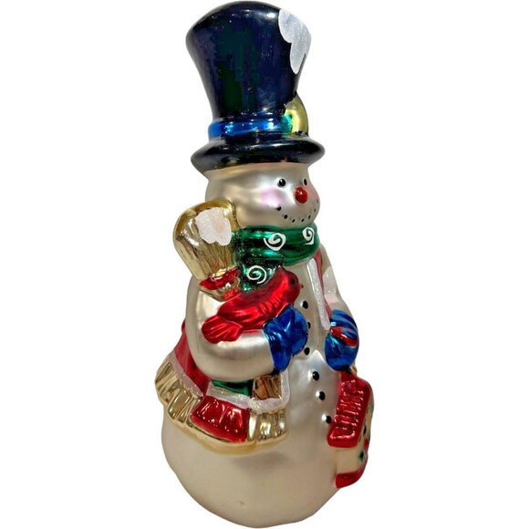 Kurt Adler Snowman Victorian Christmas Blown Glass Hat Bird Broom Glitter 12"T - Picture 12 of 15